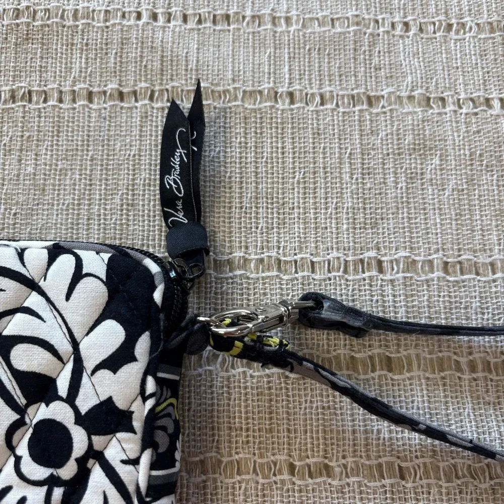 Vera Bradley Baroque Black & Yellow Floral Wristlet Zip Pouch